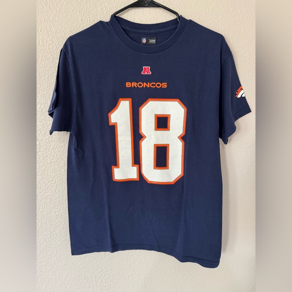 Denver Broncos Peyton Manning T-Shirt Men’s Medium Blue NFL Team Apparel Tee